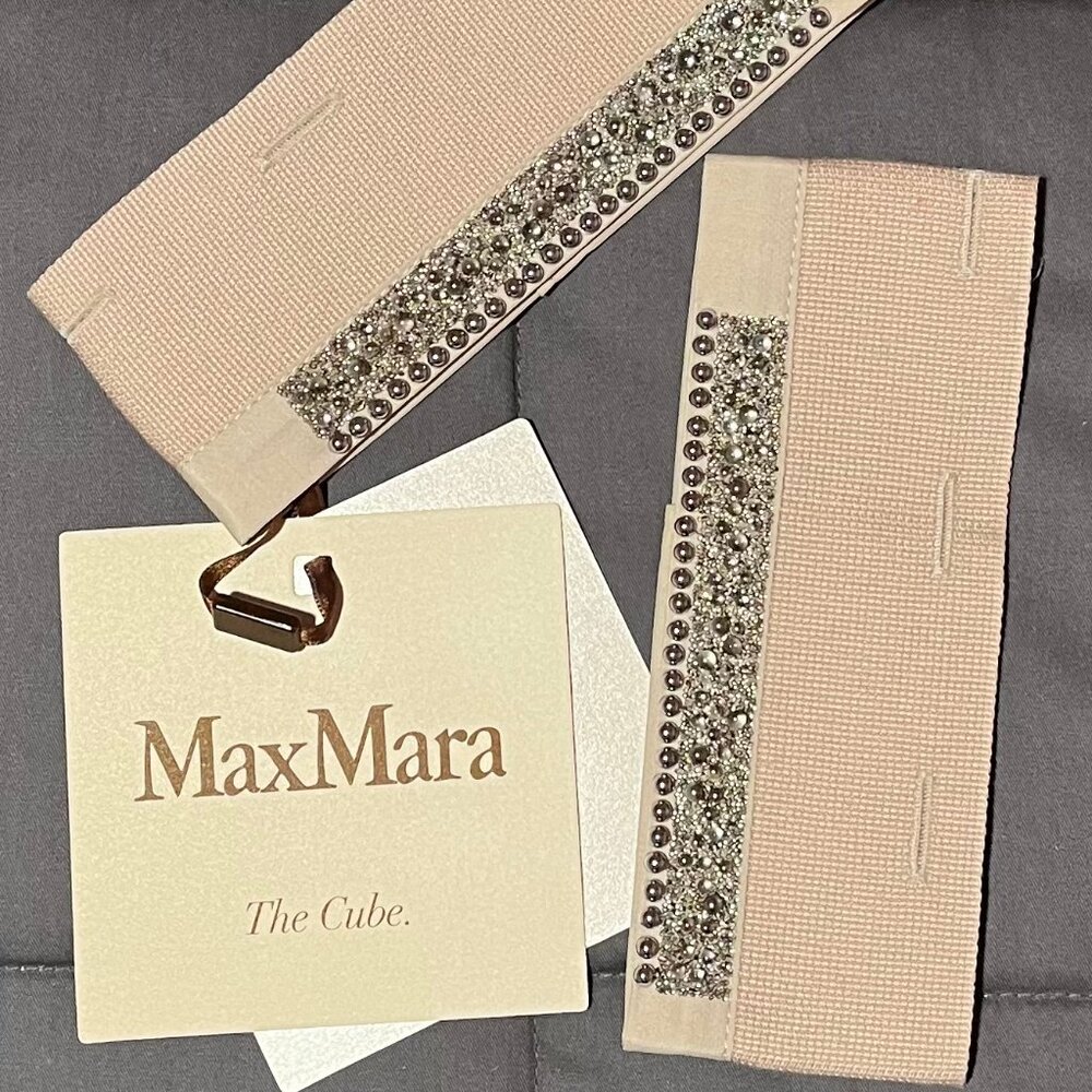 $375 Max Mara Women's Beige Detachable Beaded Cuffs